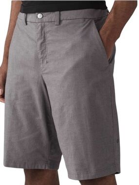Lululemon The Works Short Quick Oxford 11" Grey Shorts Flat Front Men's Waist 36